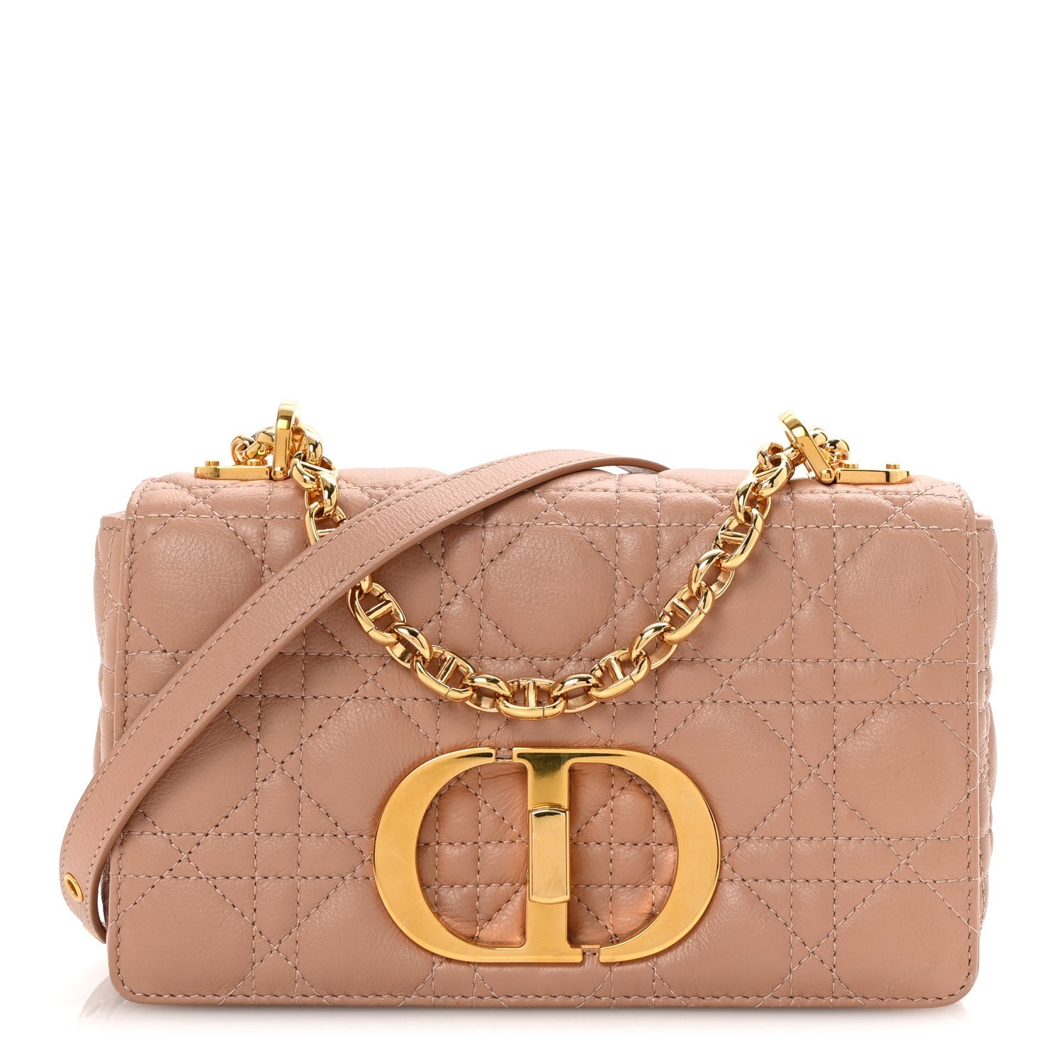 Calfskin Cannage Small Caro Bag Rose De Vents