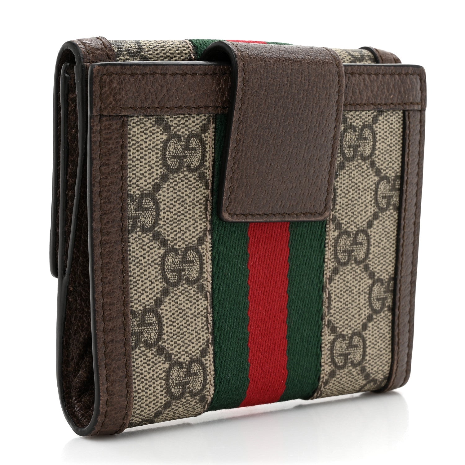 GG Supreme Monogram Web Ophidia French Flap Wallet Beige New Acero