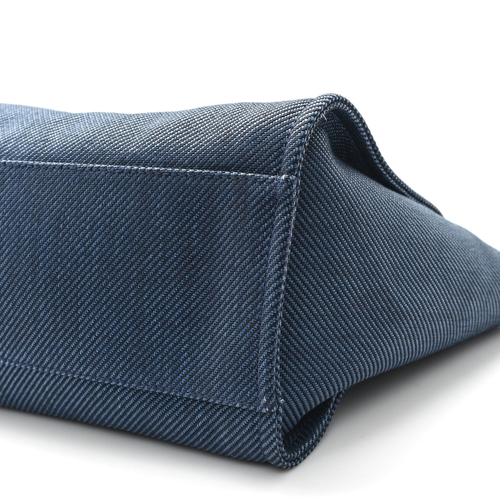 Mixed Fibers Calfskin Medium Deauville Tote Navy Blue