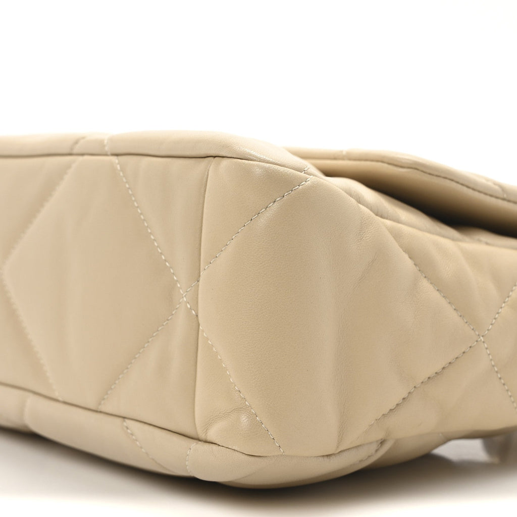 Lambskin Quilted Large Chanel 19 Flap Beige