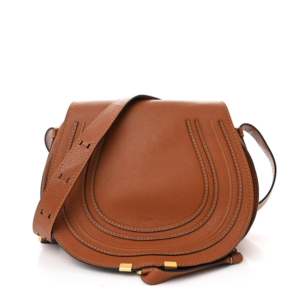 Calfskin Medium Marcie Round Crossbody Bag Tan
