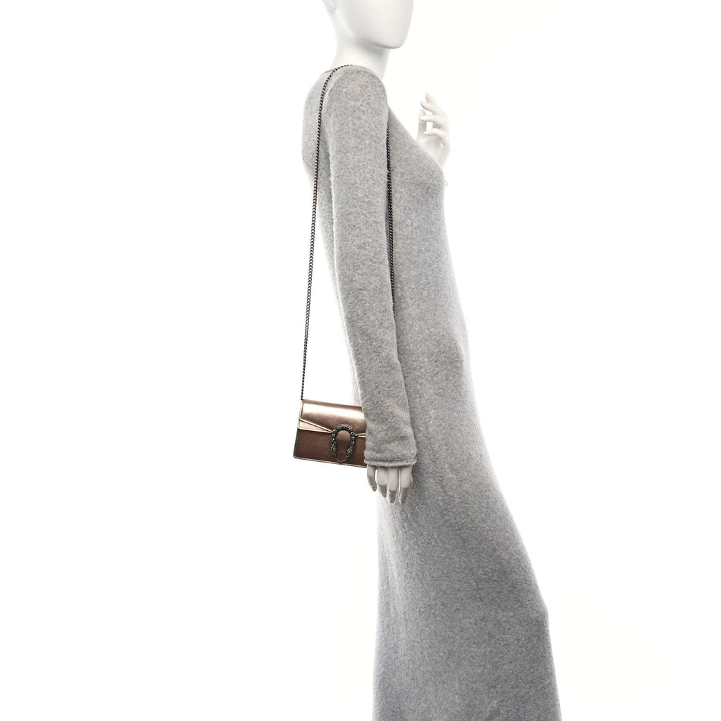Metallic Calfskin Super Mini Dionysus Shoulder Bag Rose Gold