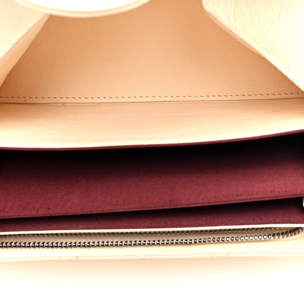 Calfskin Quilted CC Waiter Clutch Clutch With Chain White
