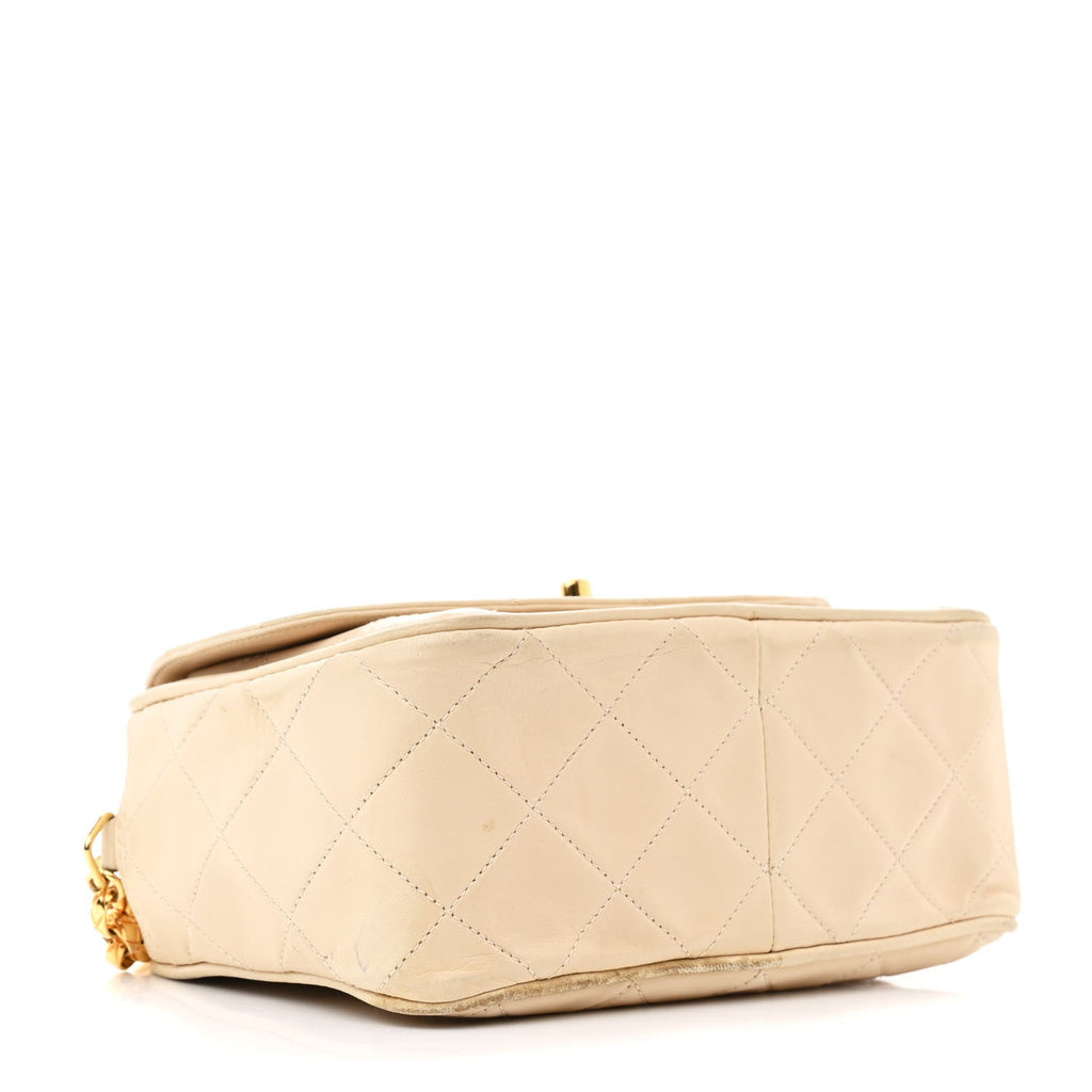Lambskin Quilted Tassel Flap Camera Case White