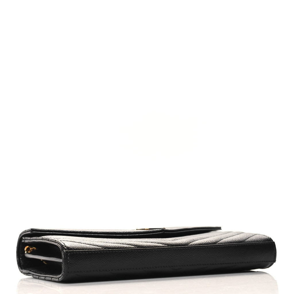 Grain De Poudre Matelasse Chevron Monogram Chain Wallet Black