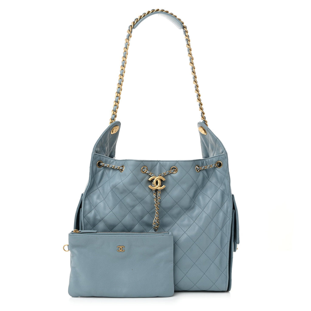 Caviar Quilted Medium Chanel 25 Handbag Blue