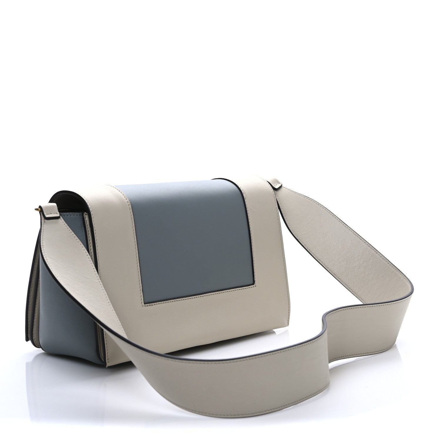 Shiny Smooth Calfskin Medium Frame Shoulder Bag Grege Storm