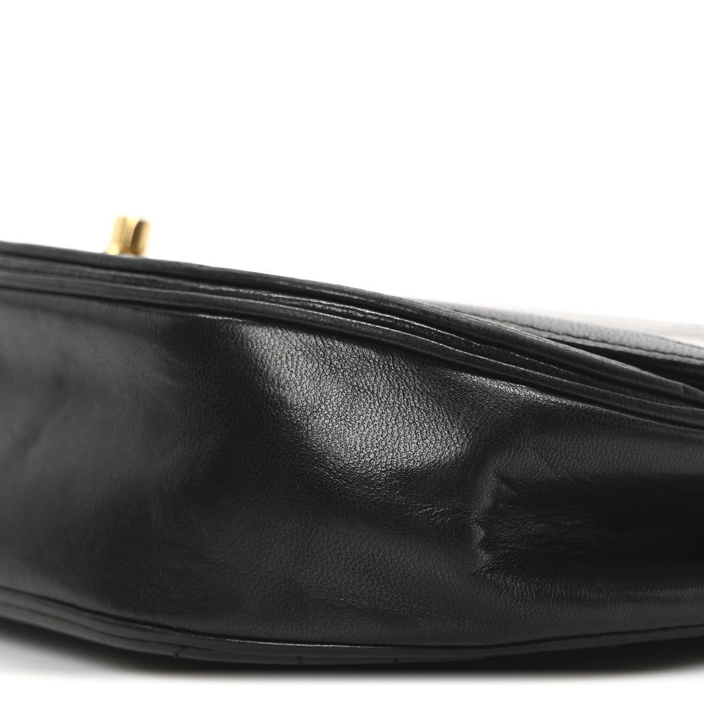 Lambskin Horizontal Quilted Small Single Flap Black