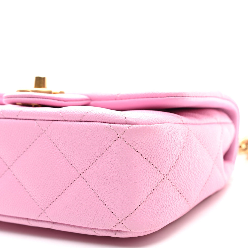 Caviar Quilted Mini Sweetheart Flap Lilac