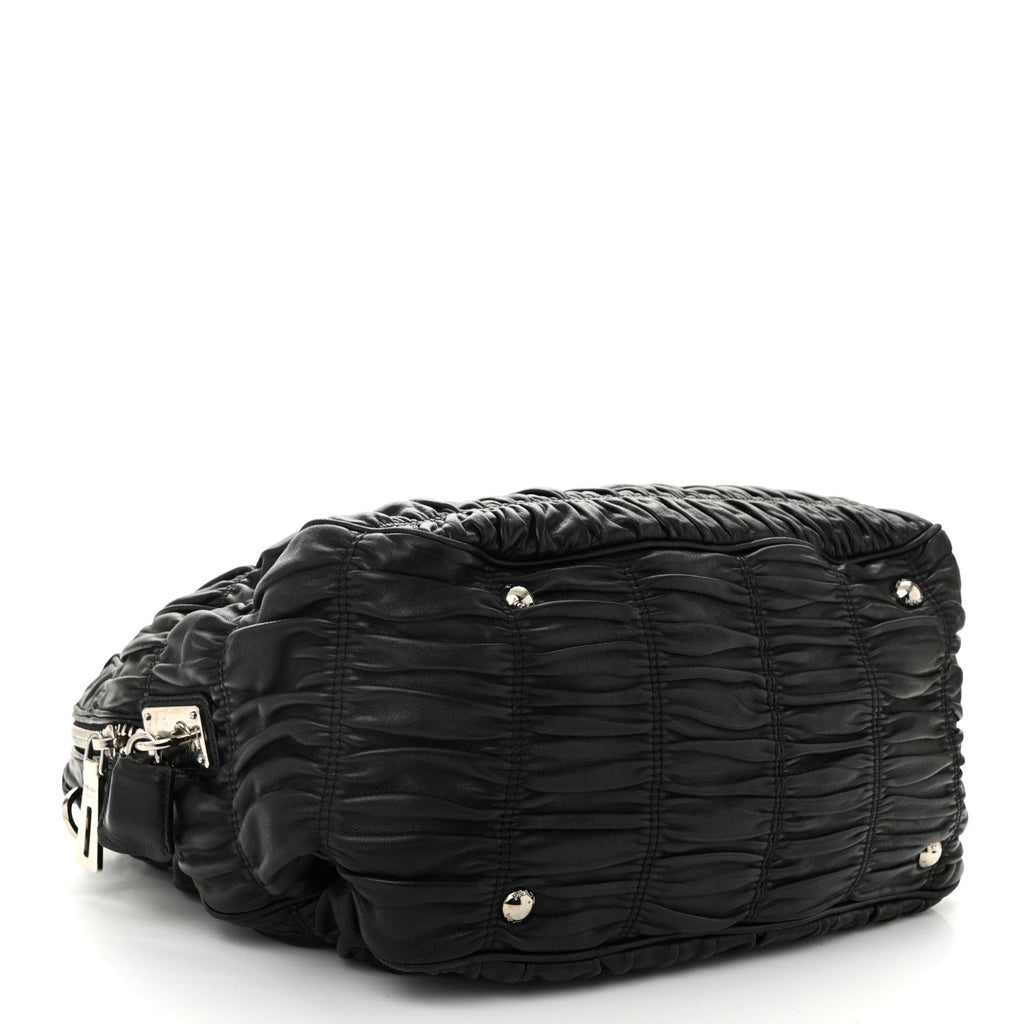 Nappa Gaufre Double Zip Tote Black