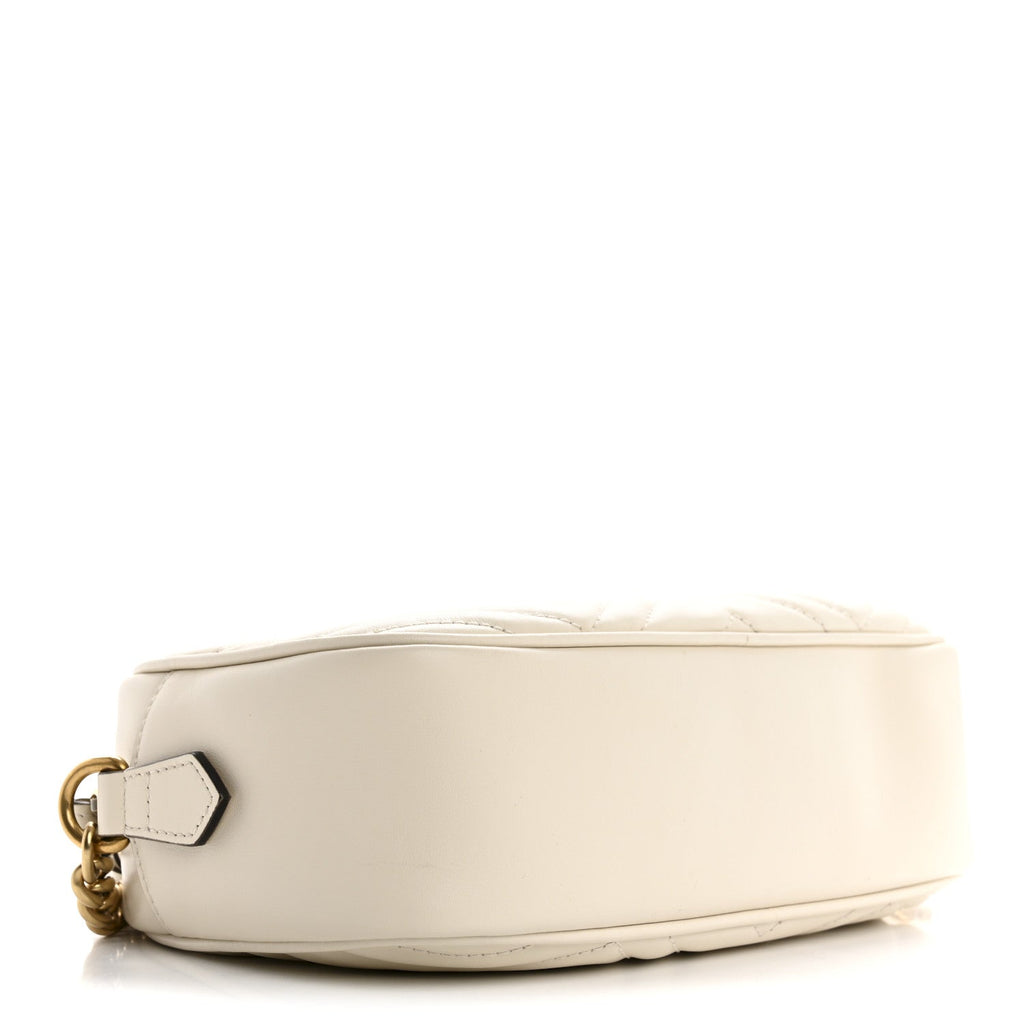 Calfskin Matelasse Small GG Marmont Chain Shoulder Bag White