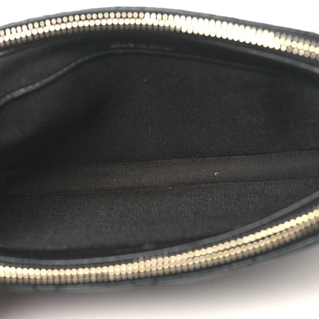 Iridescent Lambskin Quilted Pearl Clutch With Chain Black