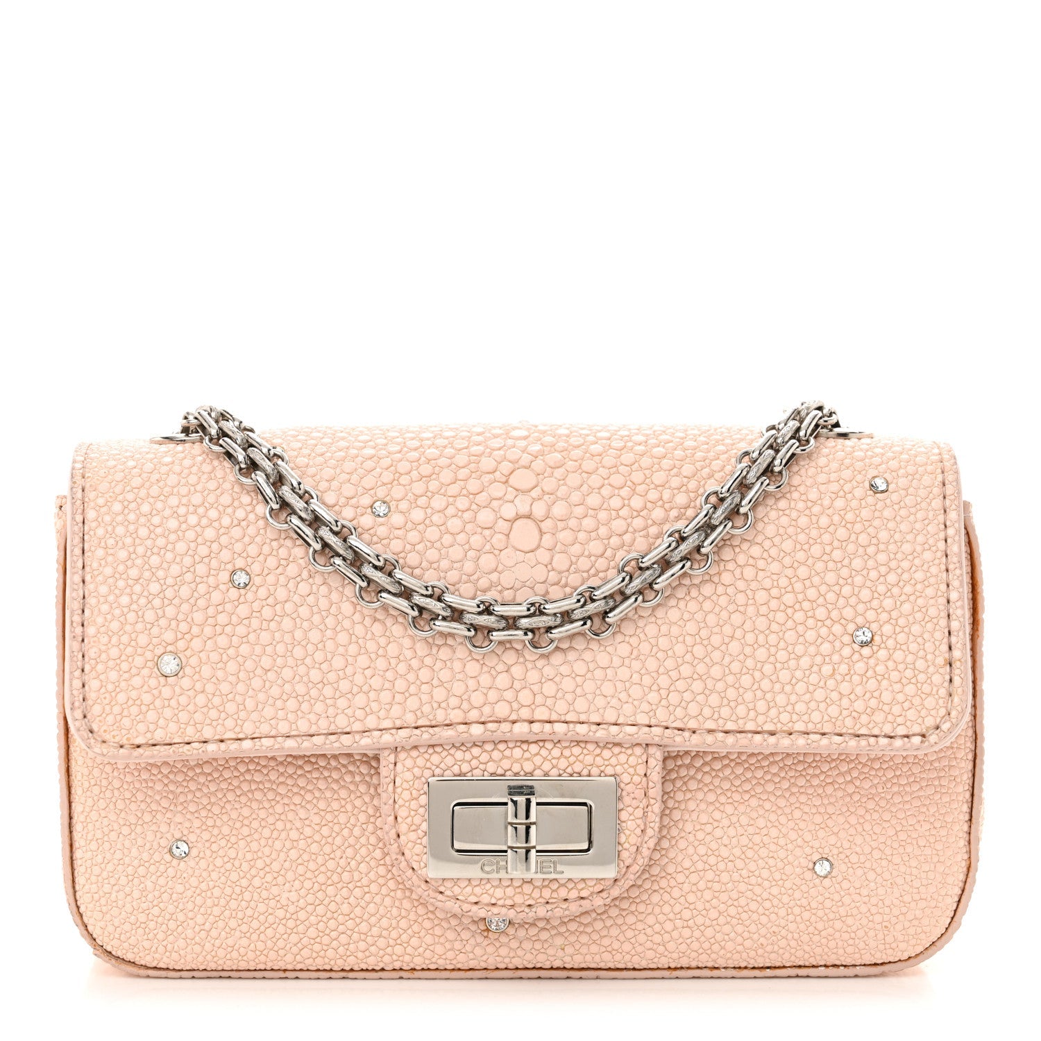 Galuchat Stingray Crystal Embellished 2.55 Reissue Mini Flap Light Pink