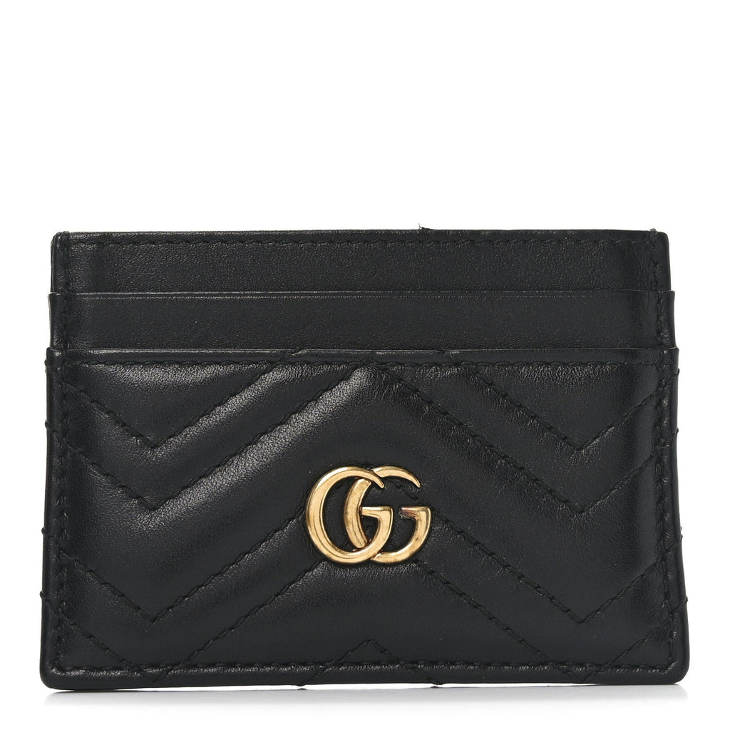 Calfskin Matelasse GG Marmont  Holder Black