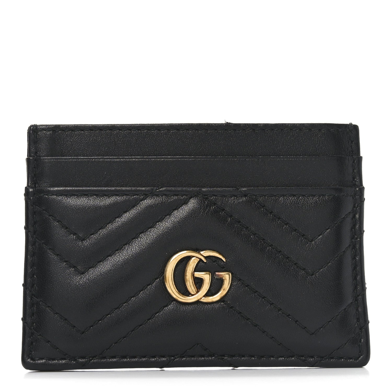 Calfskin Matelasse GG Marmont  Holder Black