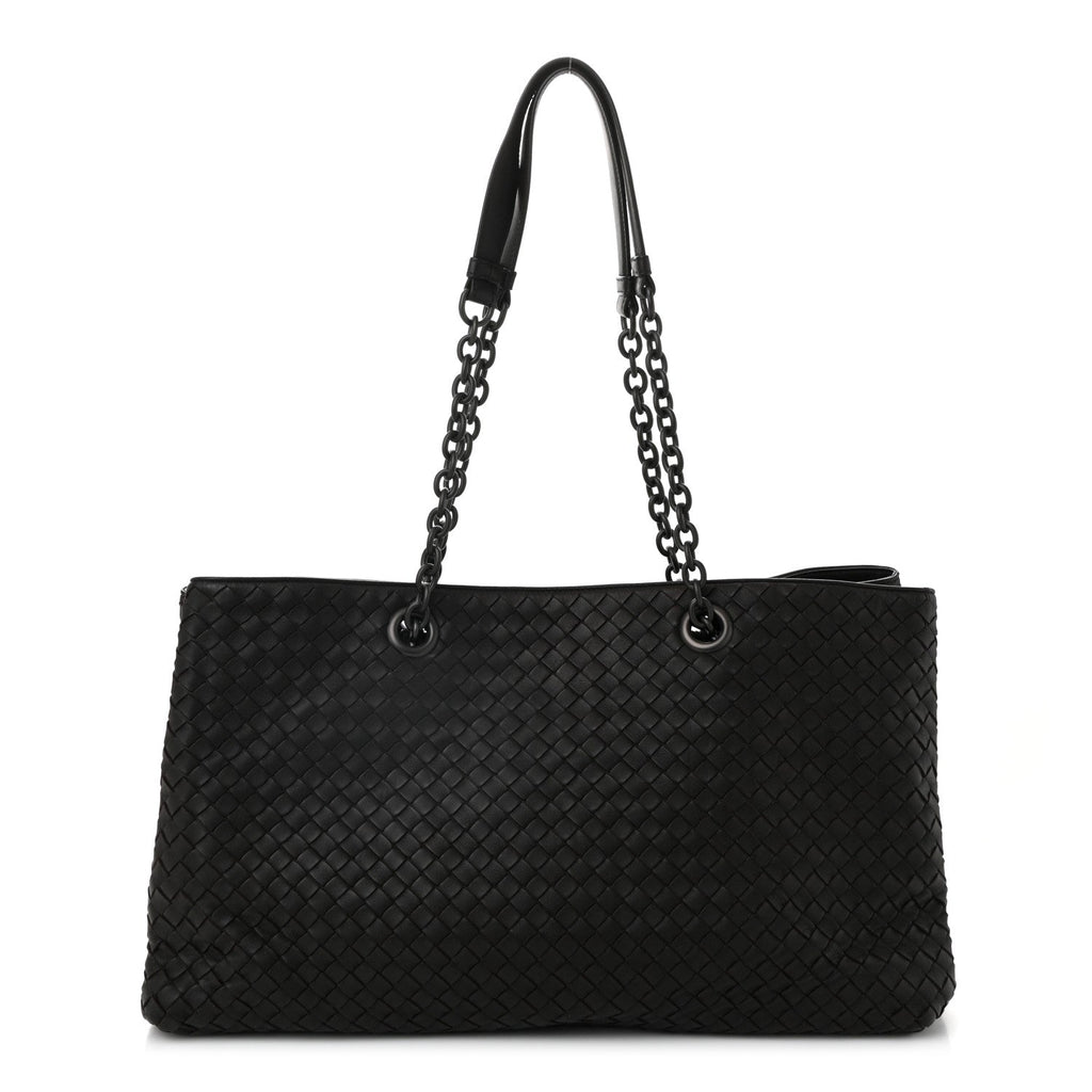 Nappa Intrecciato Large Classic Chain Strap Tote Ebano