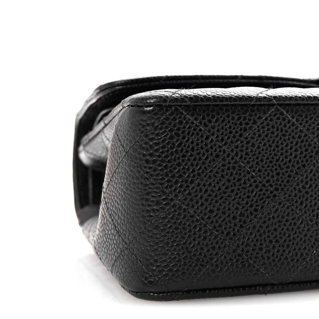 Caviar Quilted Medium Double Flap Black