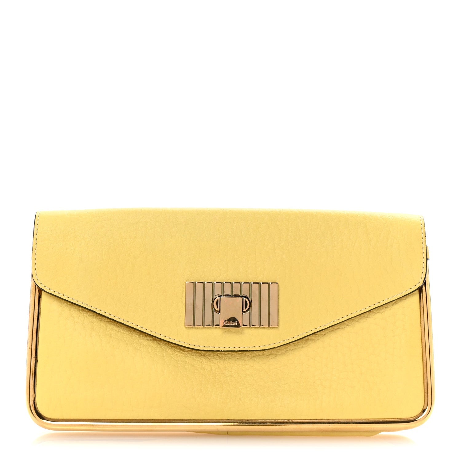 Grained Calfskin Sally Clutch Yellow