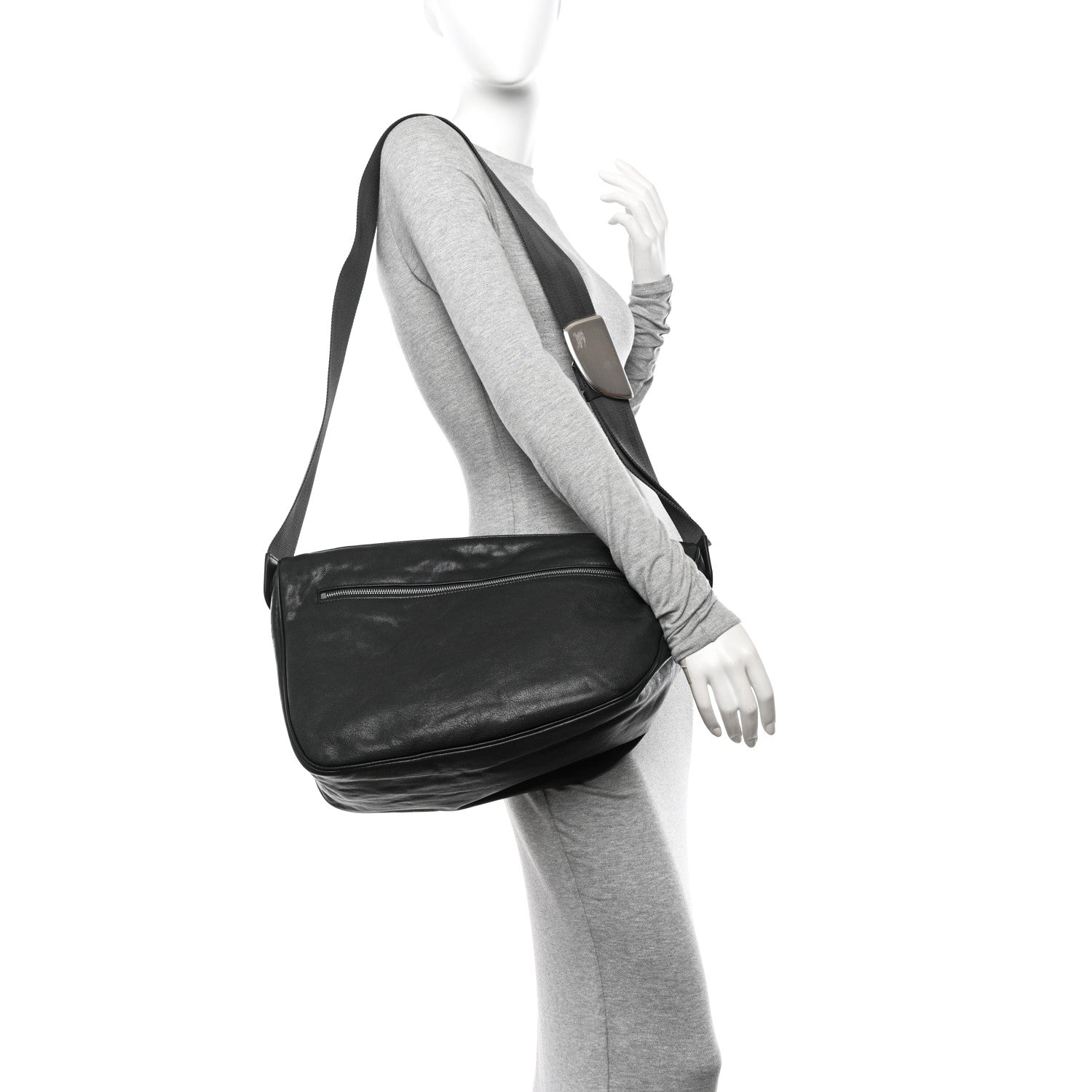 Calfskin Large Shield Messenger Bag Slate