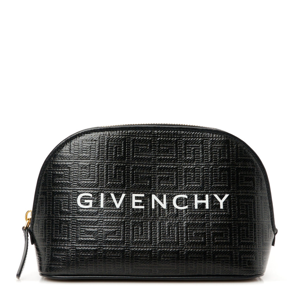 Coated Canvas Logo 4G Embossed Cosmetic Pouch Black