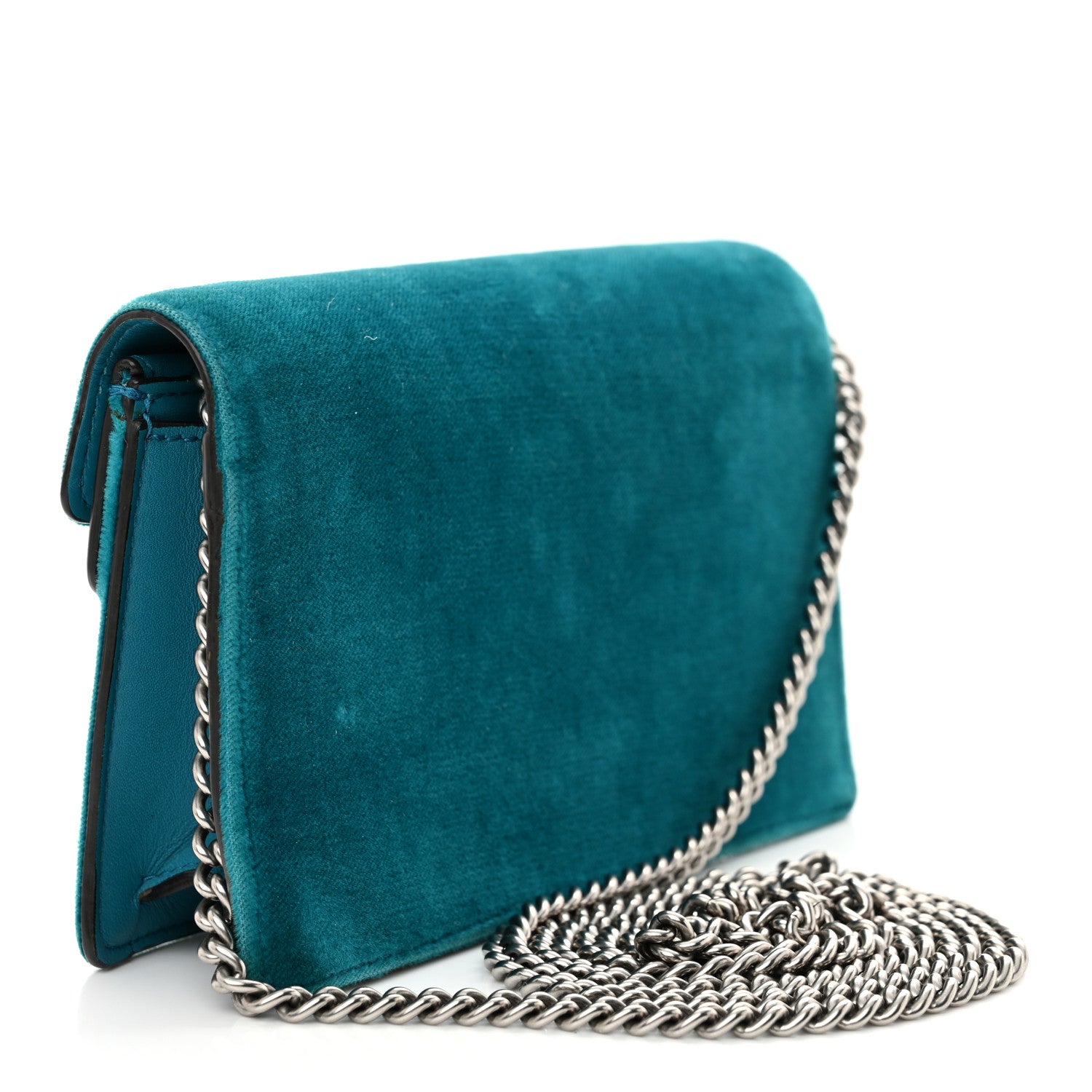 Velvet Super Mini Dionysus Shoulder Bag Pavone Cyan