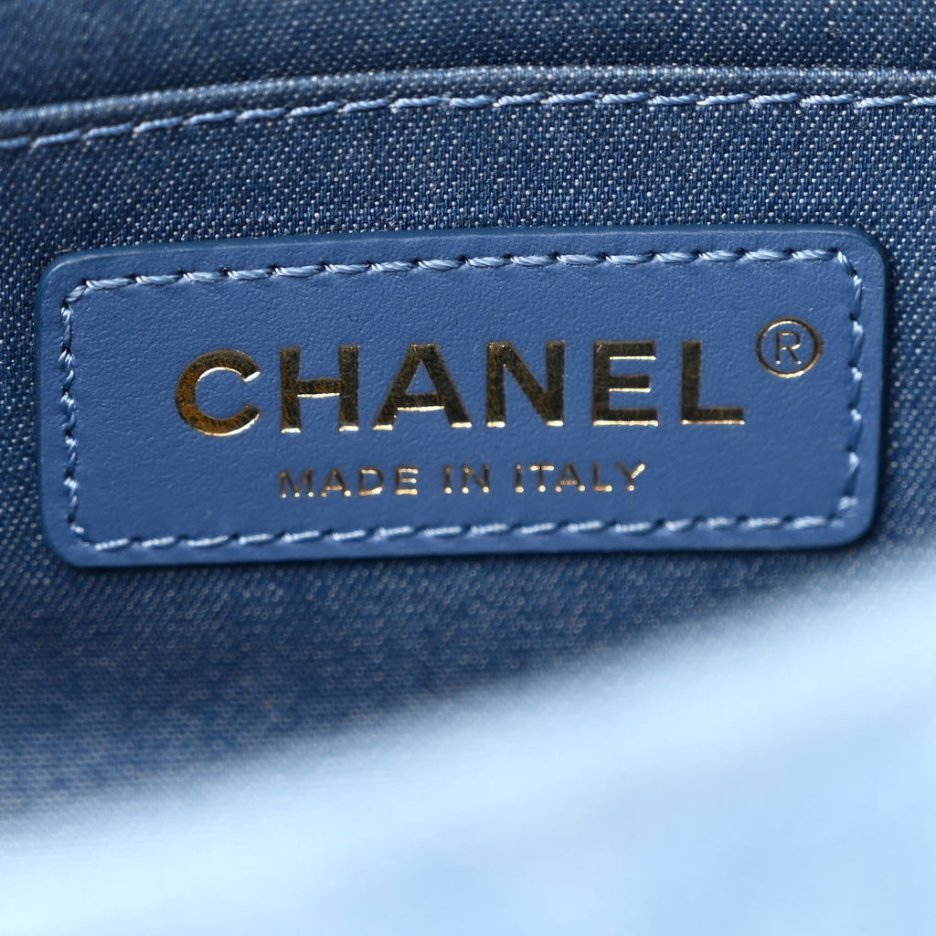 Denim Quilted Mini Pearl Crush Rectangular Flap Blue