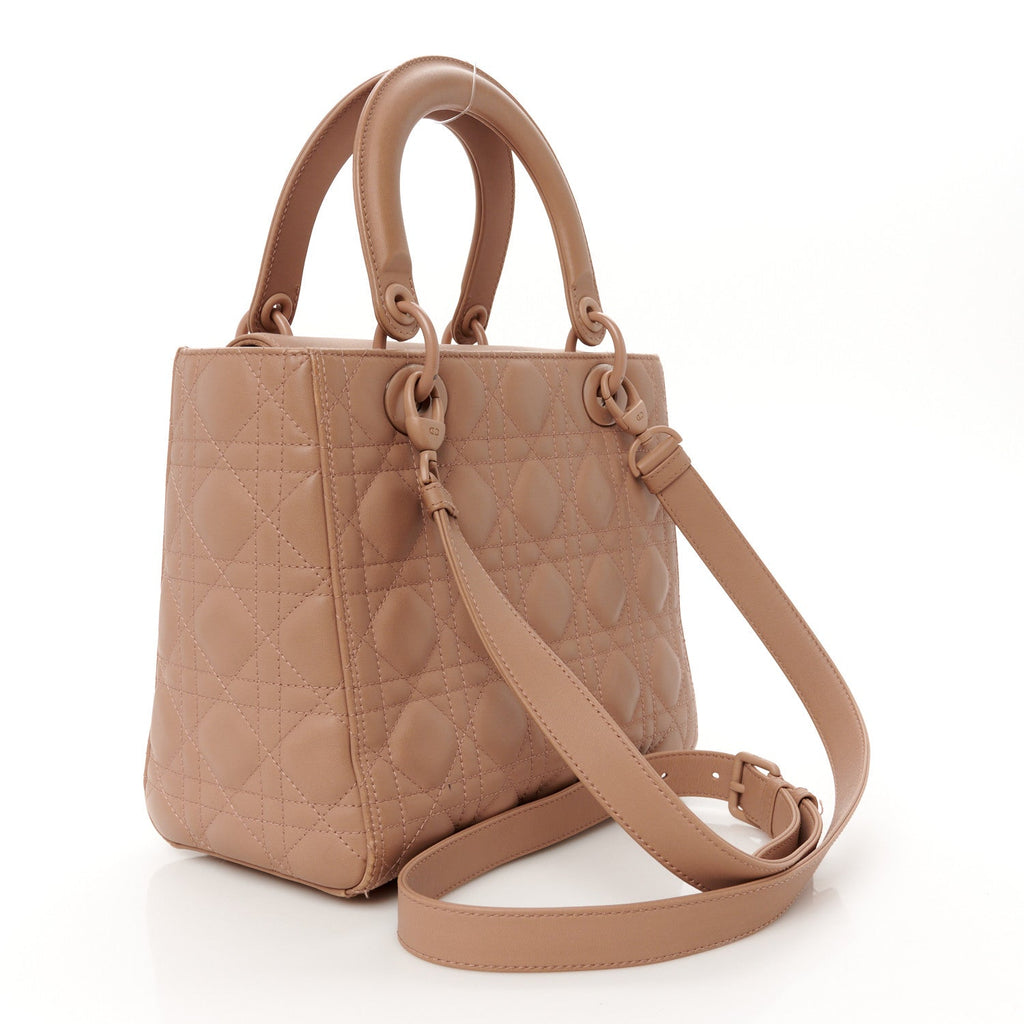 Ultra Matte Calfskin Cannage Medium Lady Dior Beige