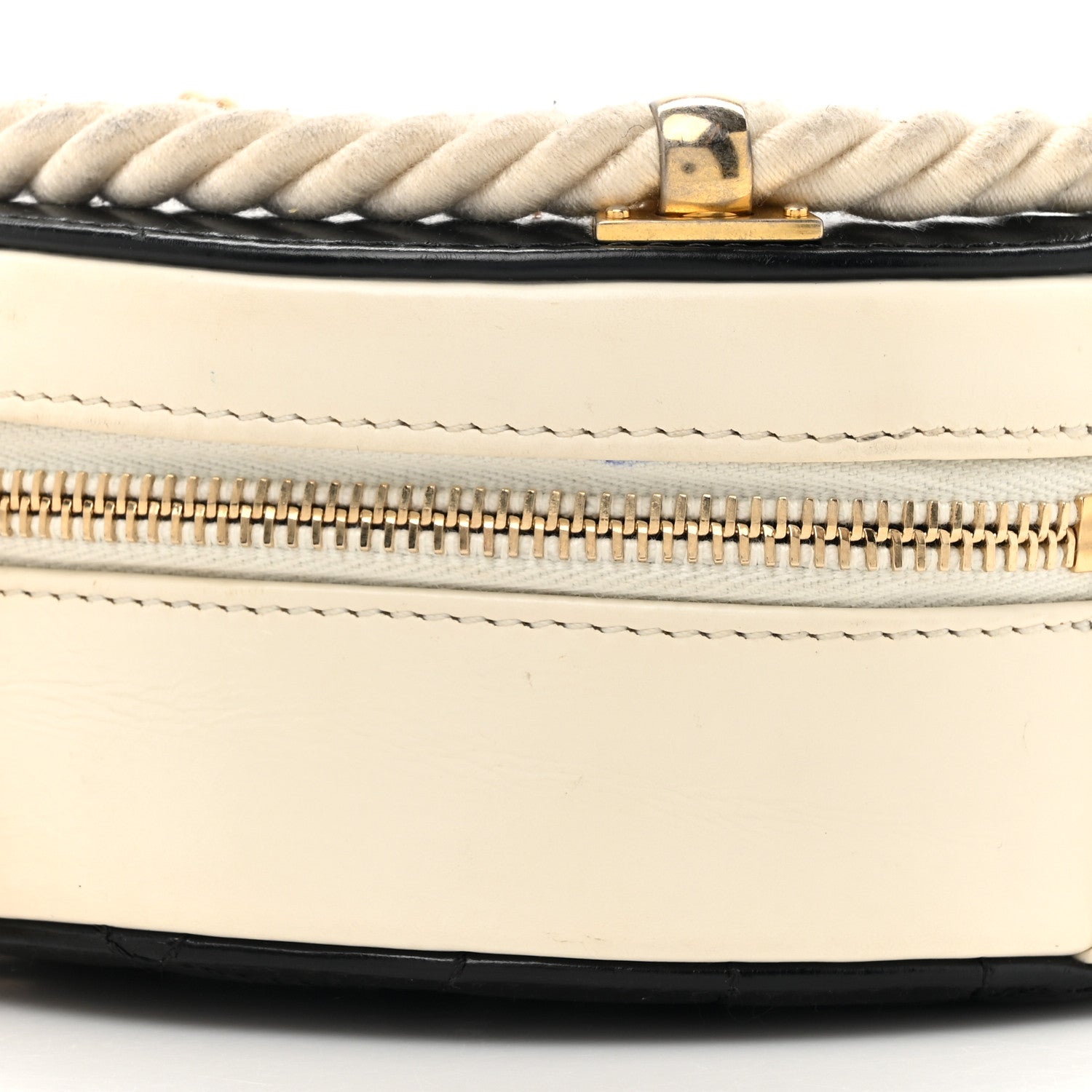 Crumpled Calfskin Cotton Small En Vogue Round Bag Black