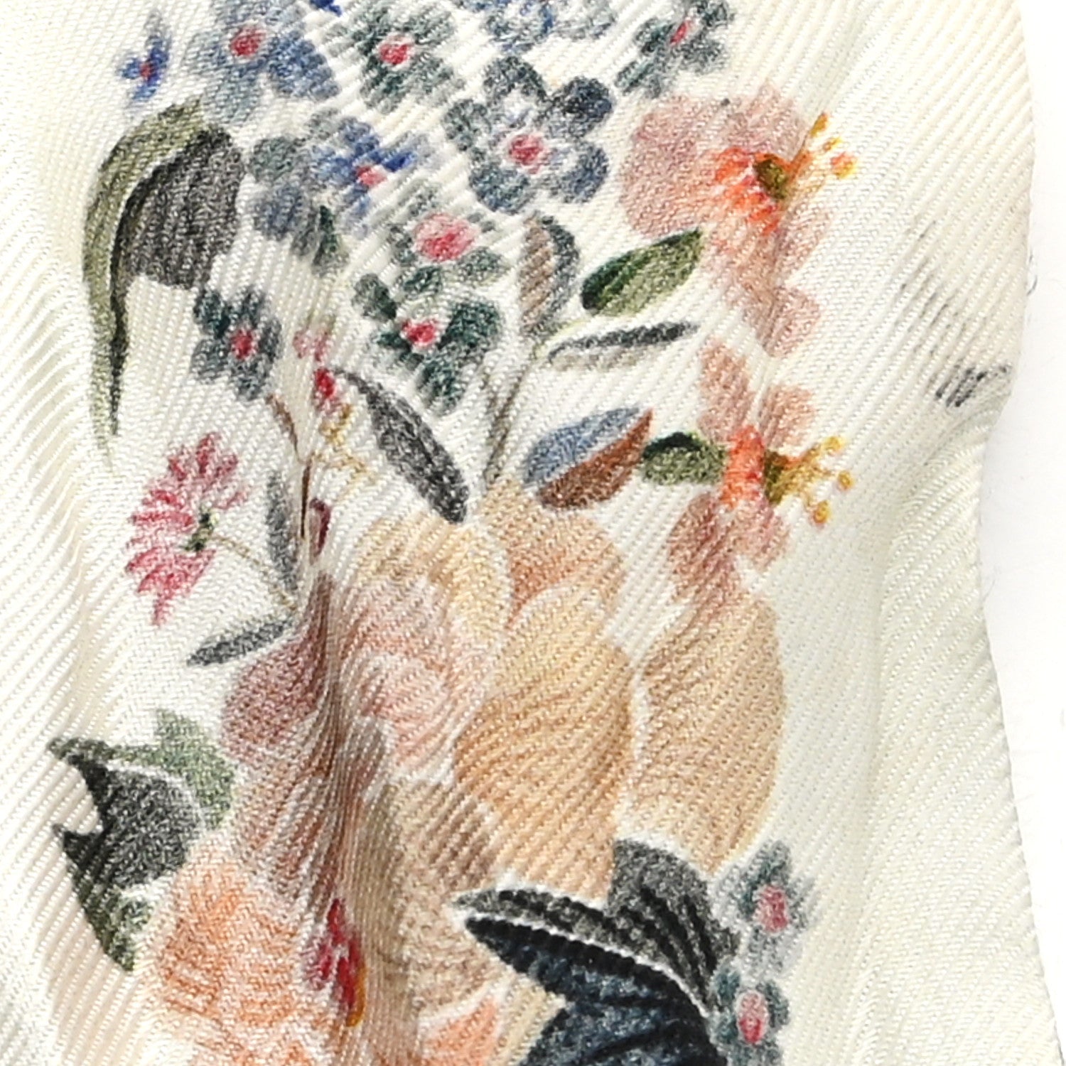 Silk Twill D-Floral Mitzah Scarf Grey Multicolor