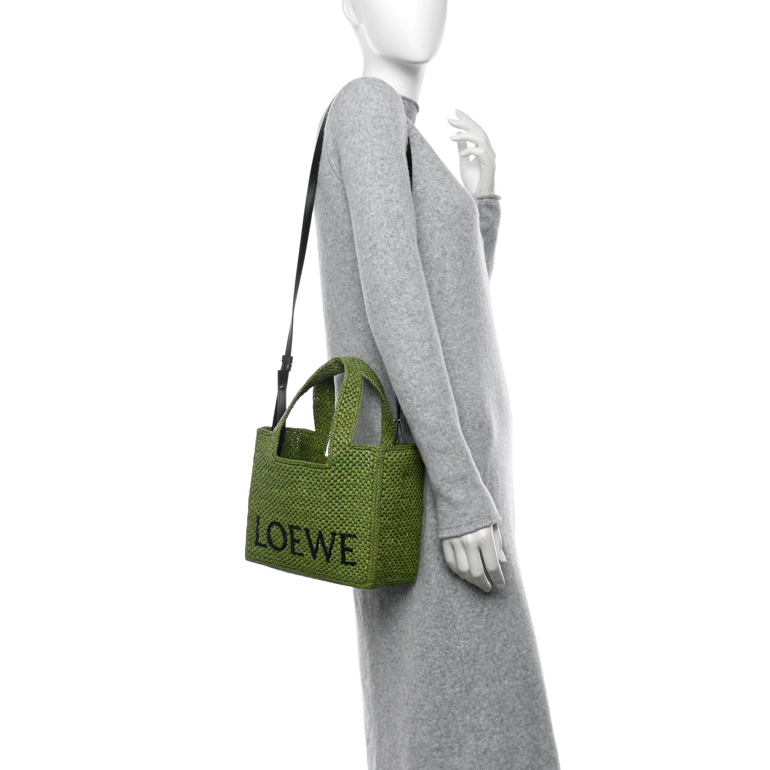 X PAULA'S IBIZA Raffia Font Tote Green
