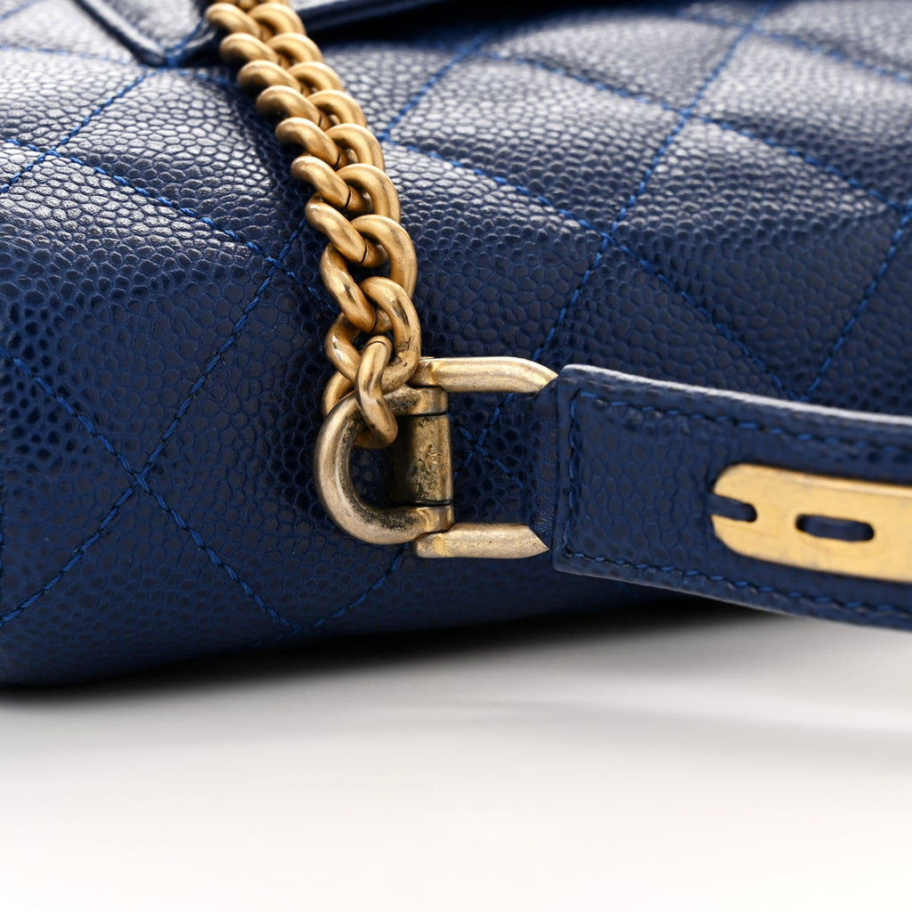 Caviar Large Carry Around Flap Bag Blue