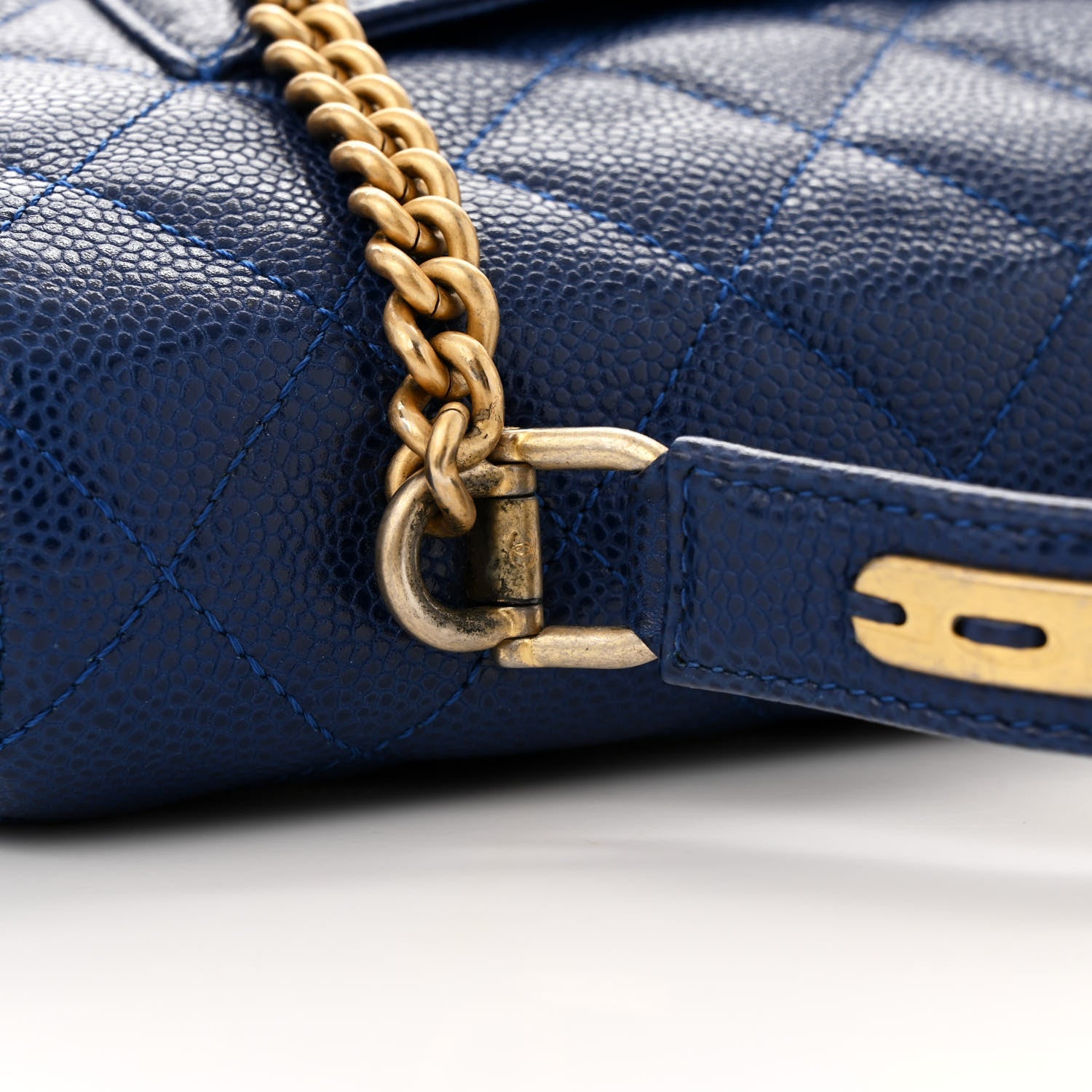 Caviar Large Carry Around Flap Bag Blue