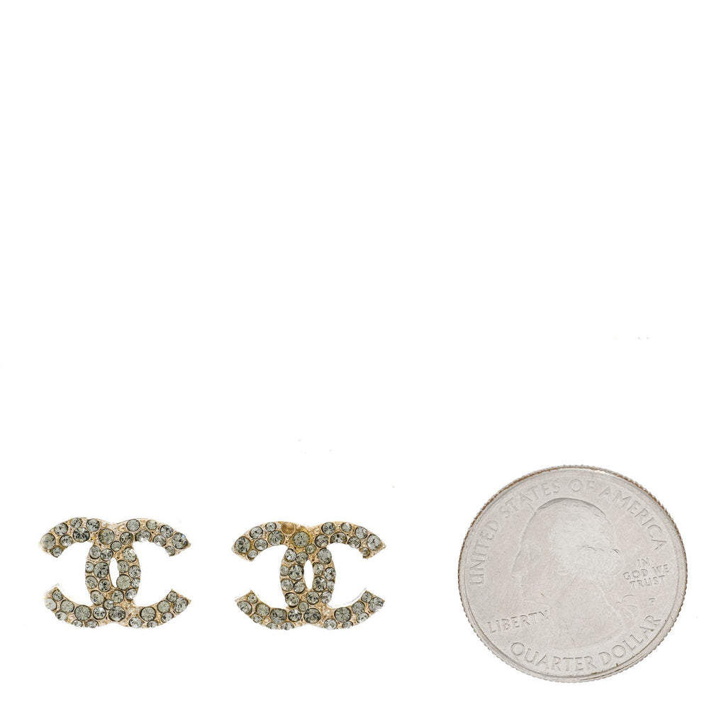Crystal CC Earrings Light Gold