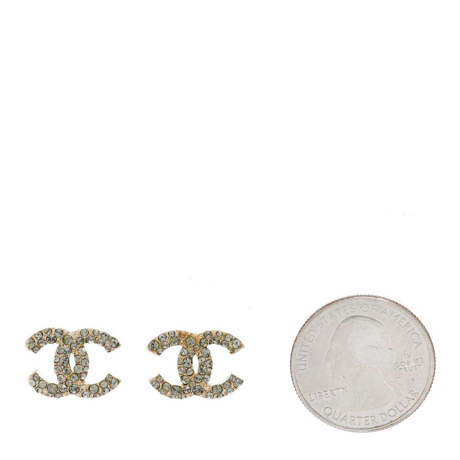 Crystal CC Earrings Light Gold