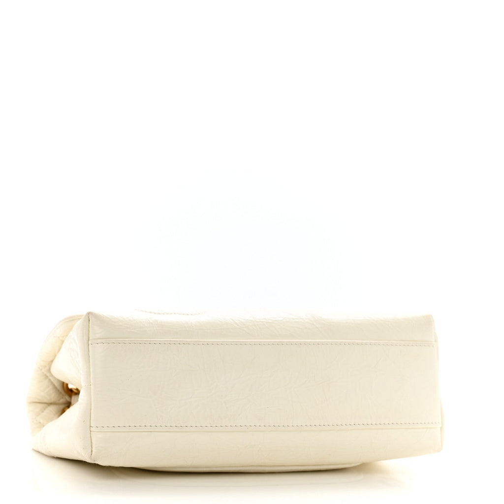 Crumbled Calfskin Embossed Flap White