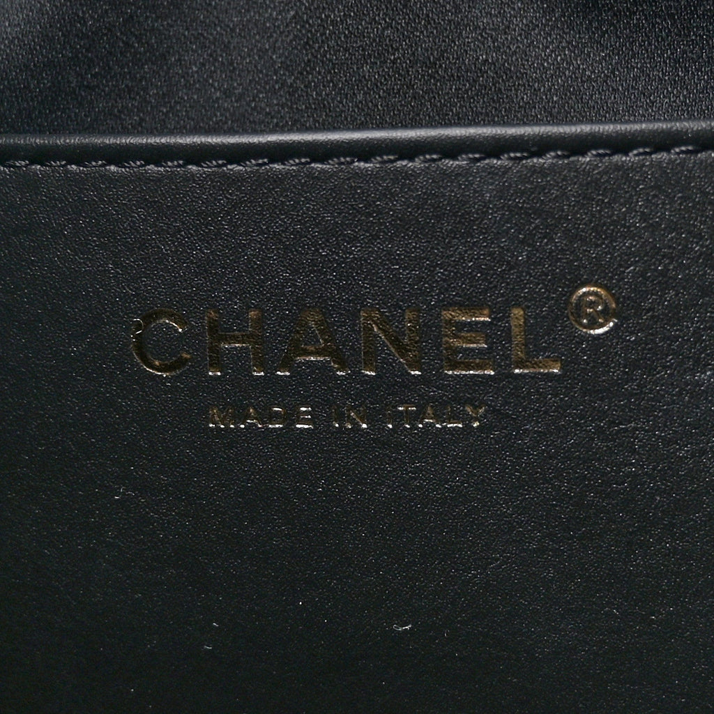 Washed Denim Quilted Small Chanel 25 Handbag Black