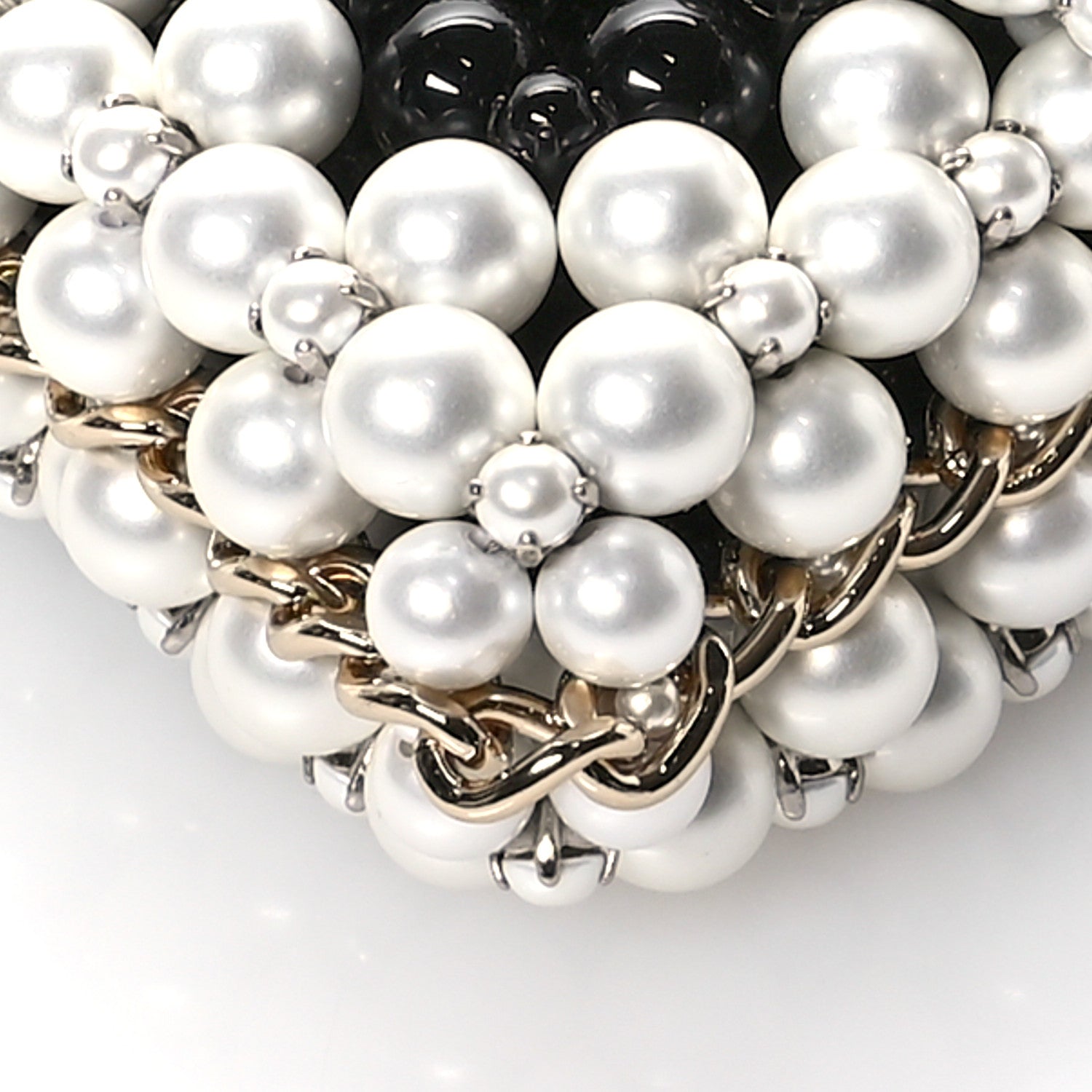 Crystal Pearl Beaded Mini Rectangular Flap Black White
