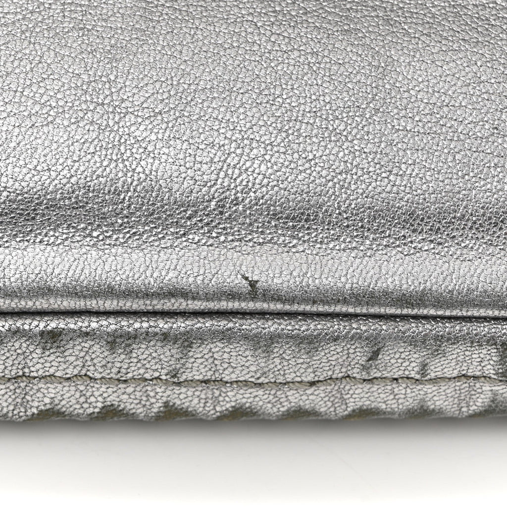 Metallic Deerskin Luxe Ligne Flap  Silver