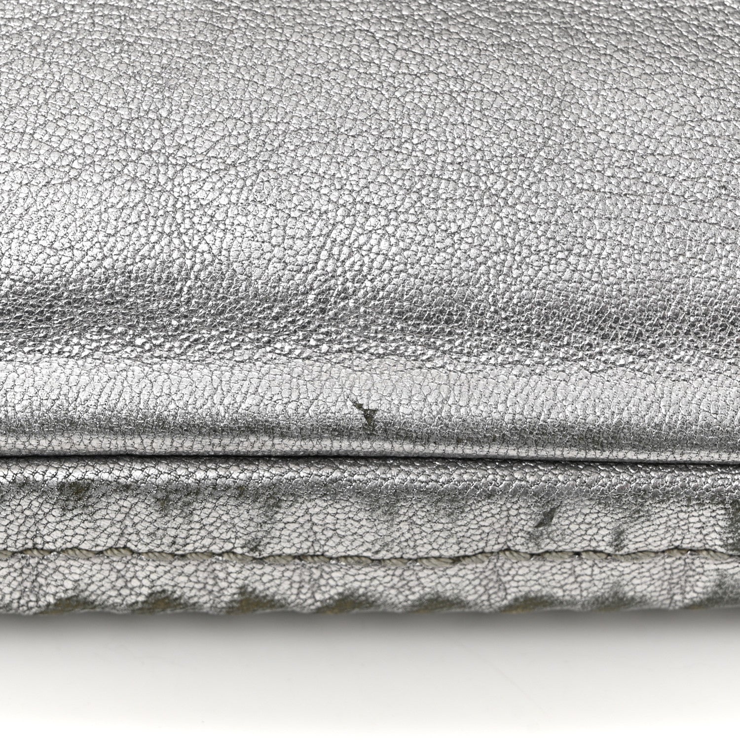 Metallic Deerskin Luxe Ligne Flap  Silver