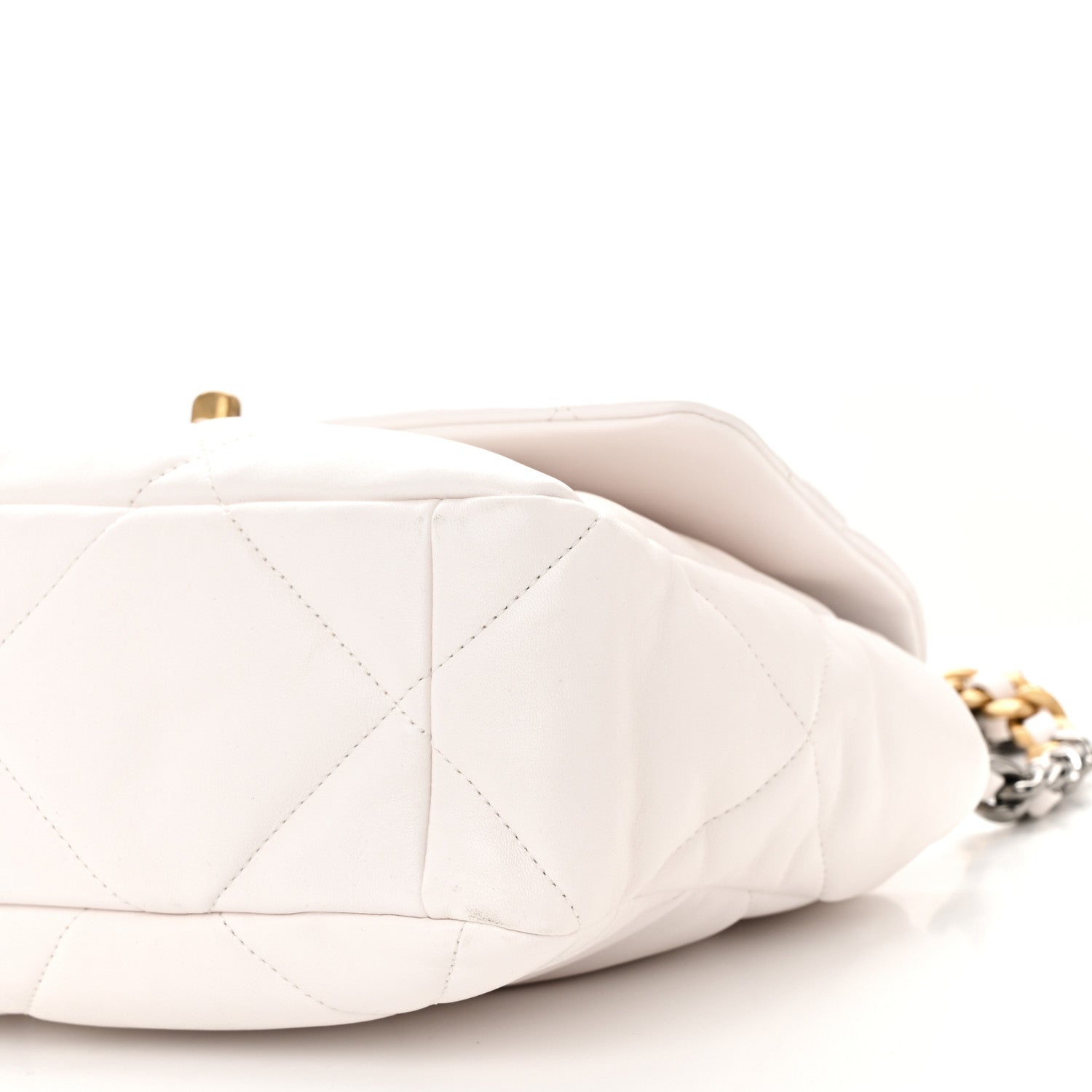 Lambskin Quilted Large Chanel 19 Flap White