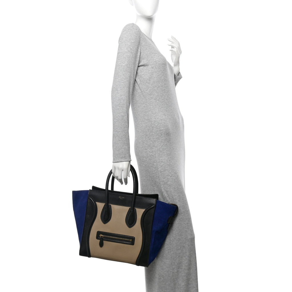 Elephant Calfskin Suede Mini Tri-Color Luggage Sand