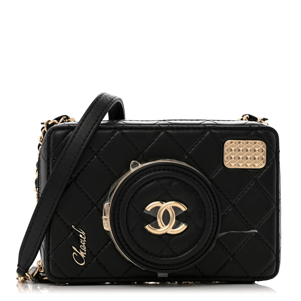 Lambskin Quilted Coco  Bag Black