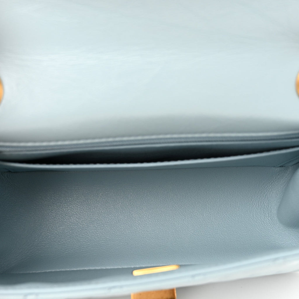 Aged Calfskin Quilted 2.55 Reissue Mini Flap Light Blue