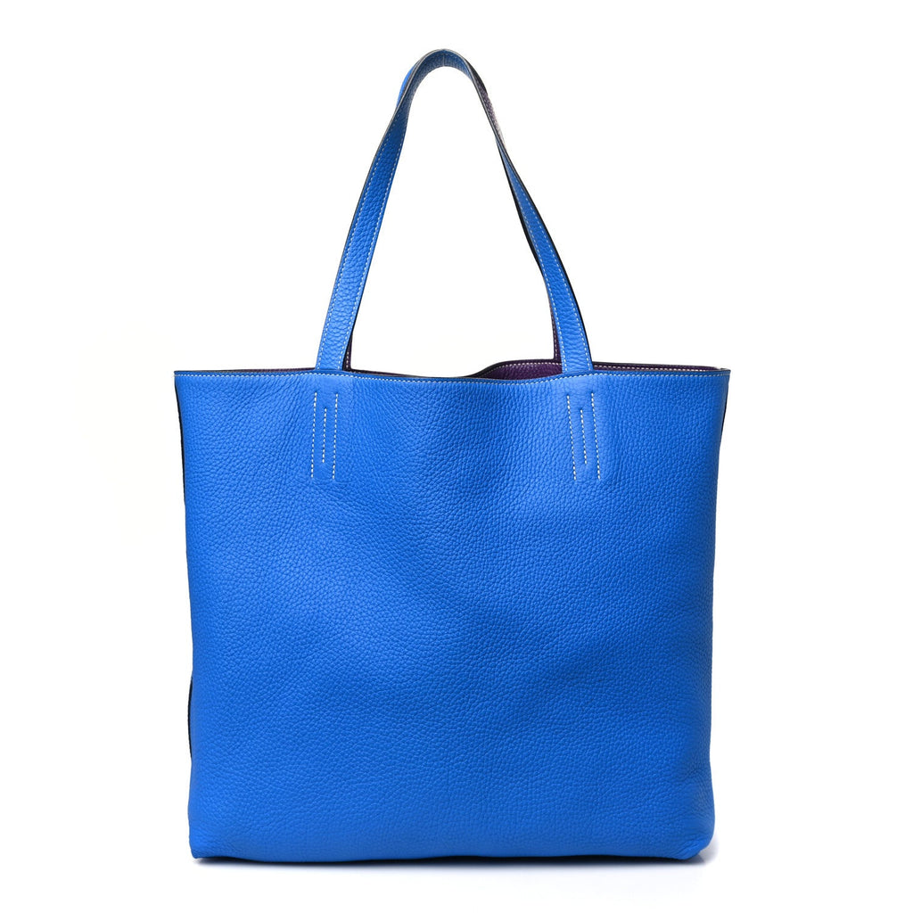 Taurillon Clemence Double Sens 36 Reversible Tote Bleu Zanzibar Ultraviolet