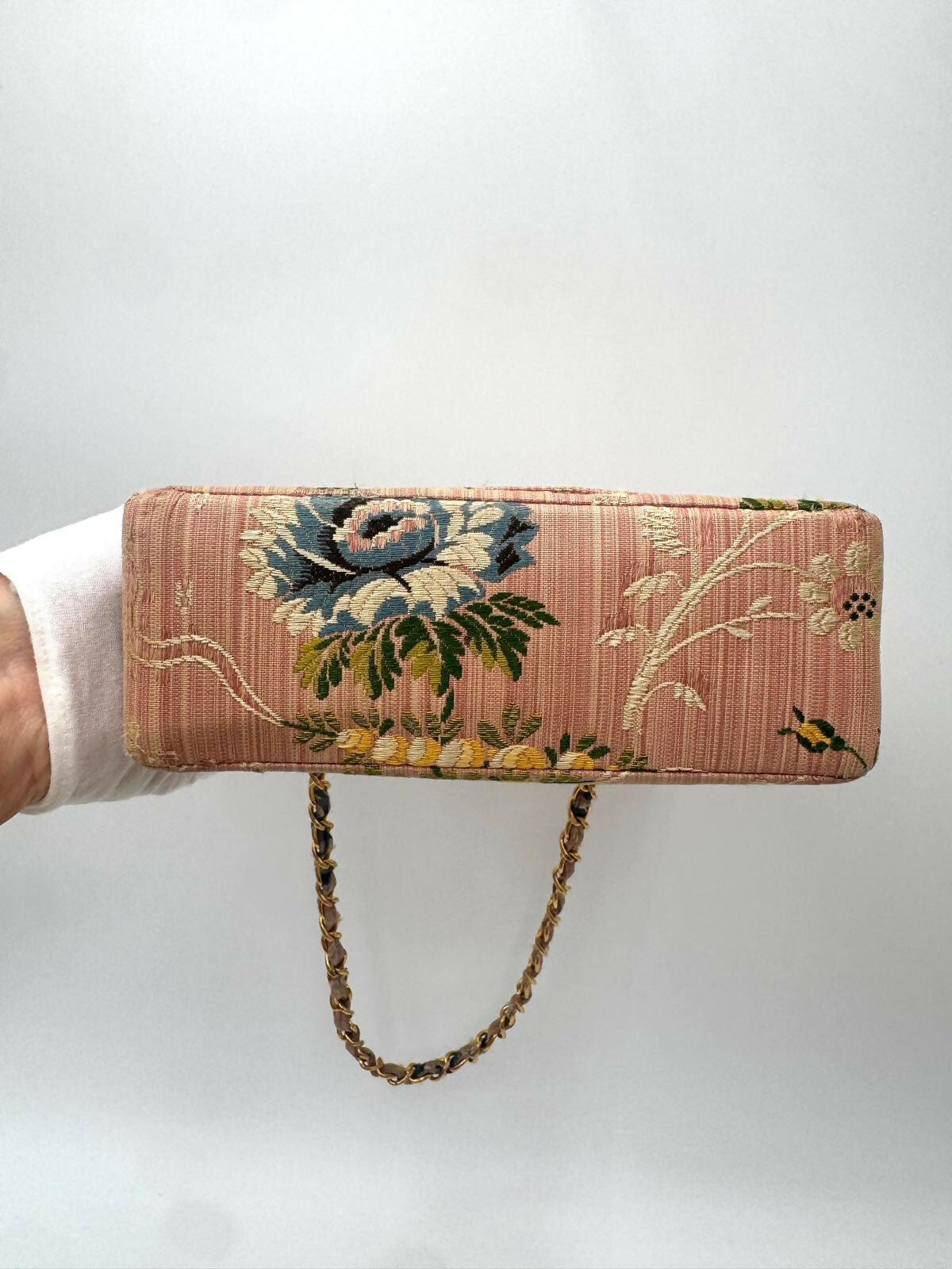 Chanel Vintage Pink Brocade Mini Square