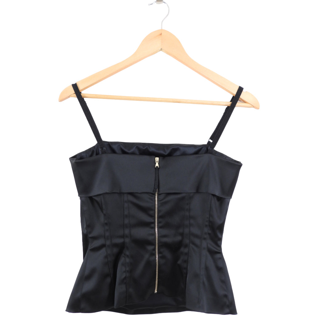 D&G Dolce Gabbana Black Satin Bustier Top - IT42 / S