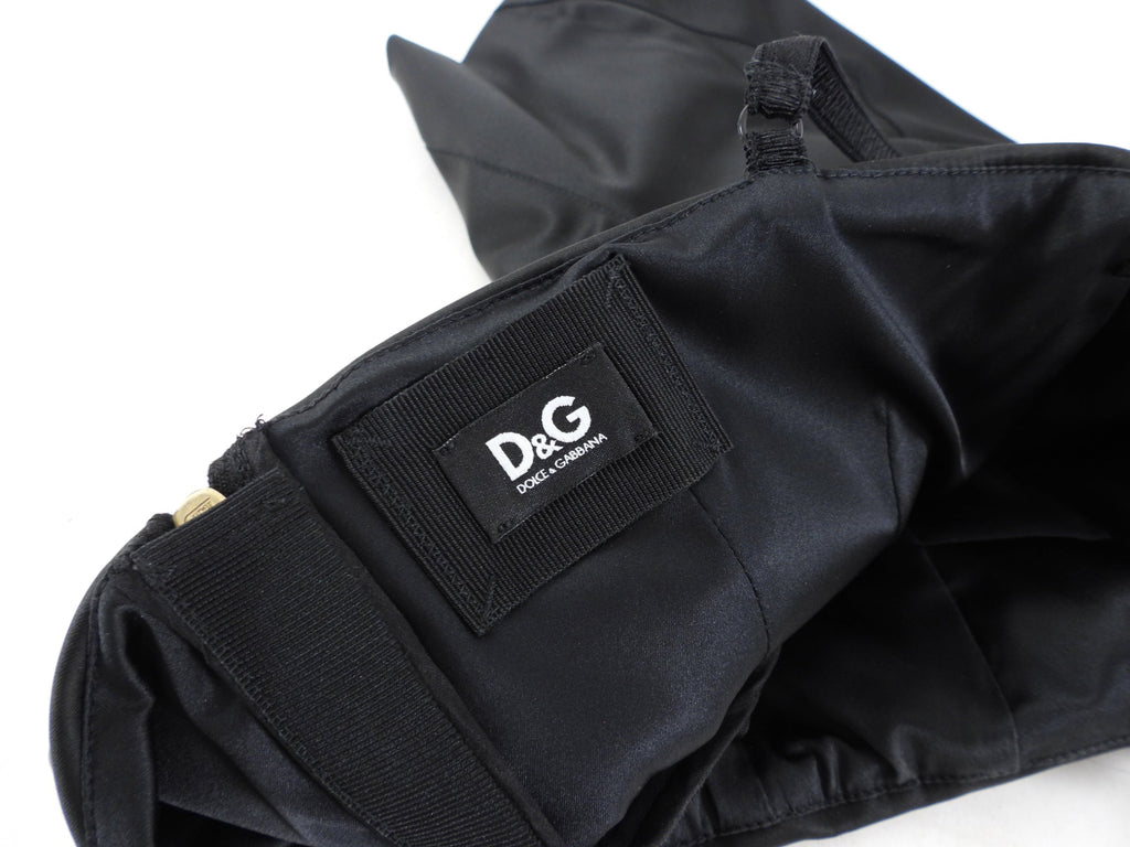 D&G Dolce Gabbana Black Satin Bustier Top - IT42 / S