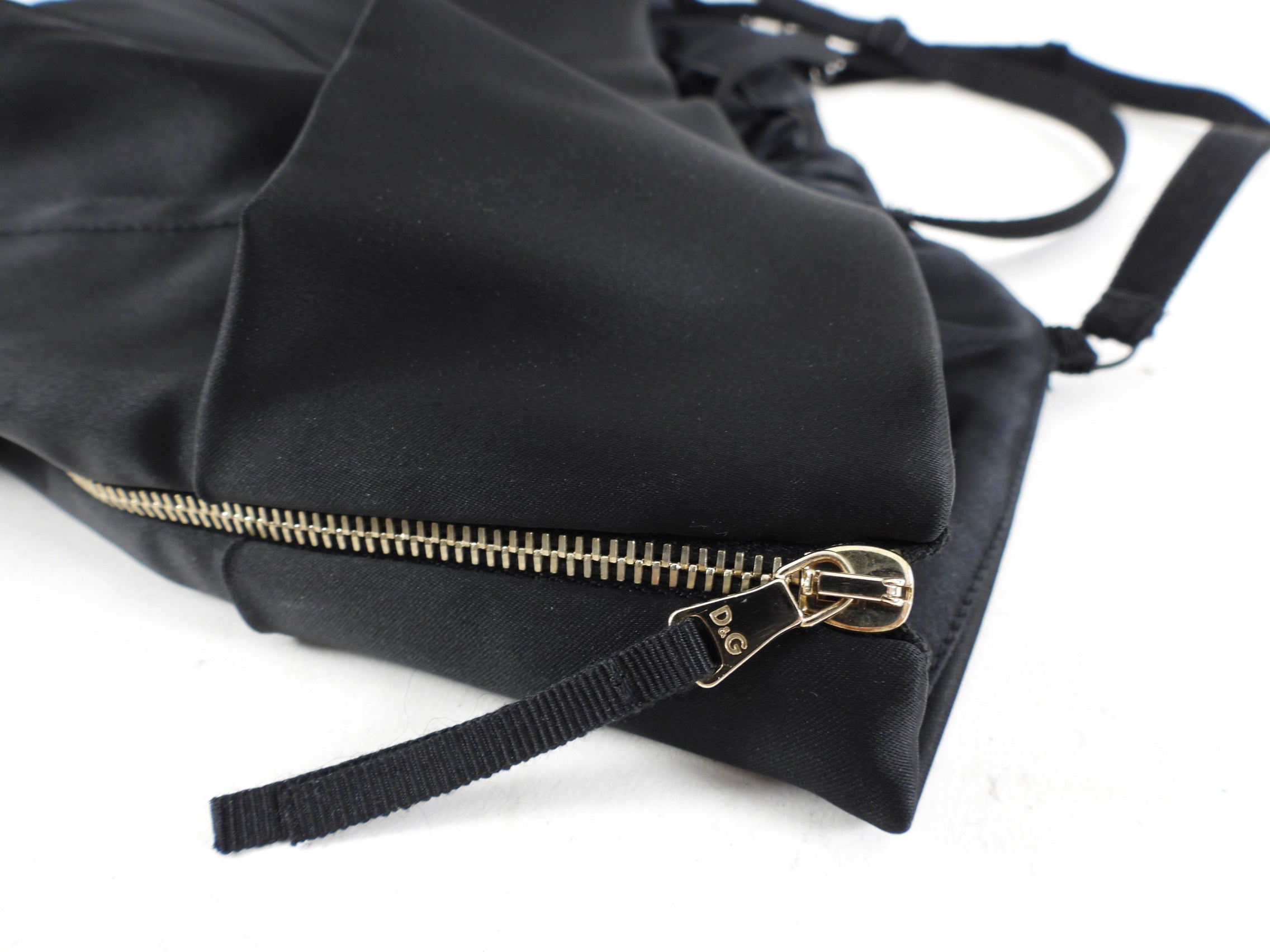 D&G Dolce Gabbana Black Satin Bustier Top - IT42 / S