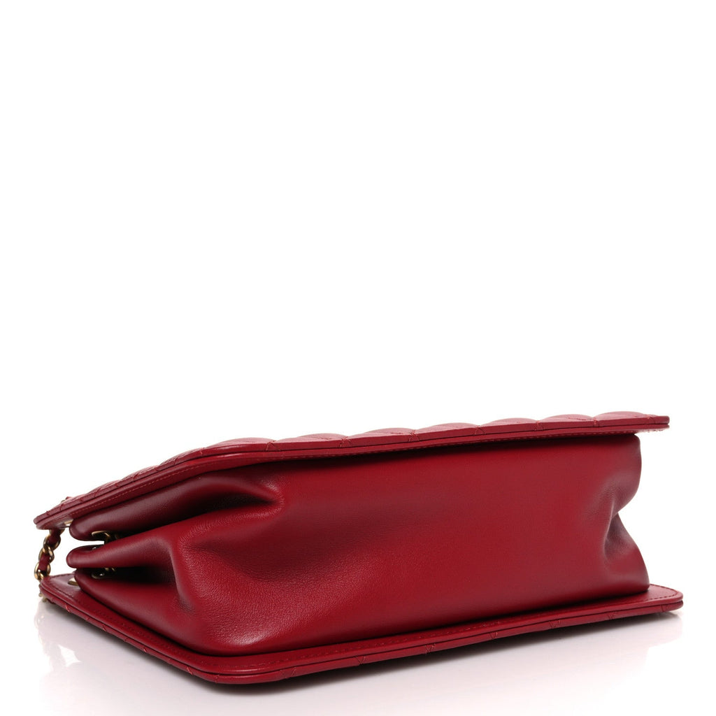 Calfskin Quilted CC Chain Accordion Tote Red