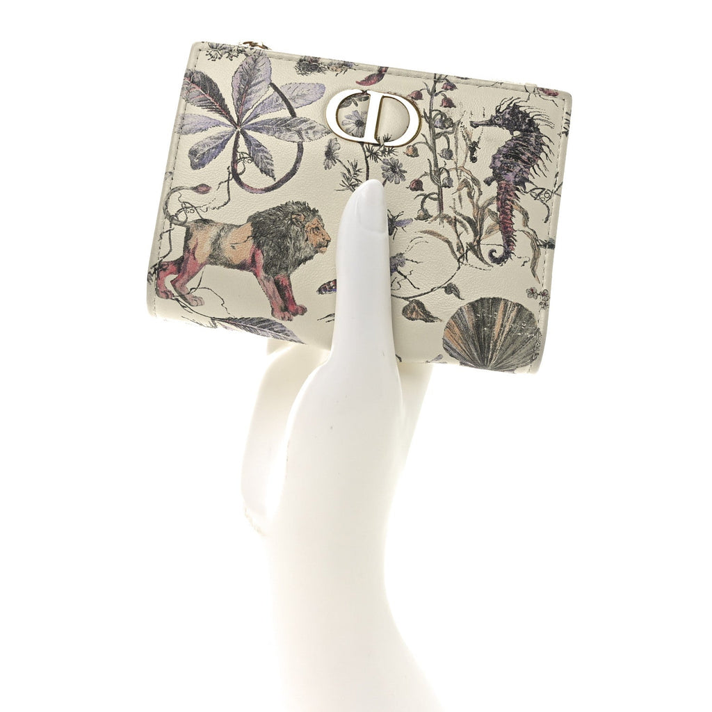 Calfskin Cabinet De Curiosites Print Caro Medium Wallet Latte Multicolor
